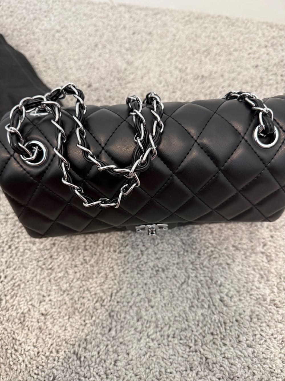 Black Quilted Chain Shoulder Bag